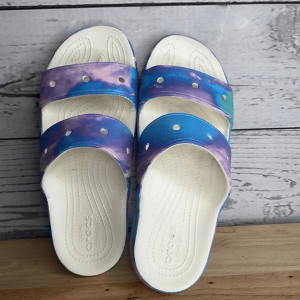Classic Crocs Open Toe Sandals Unisex‎ Solarized Men's 9 White / Purple Women-11